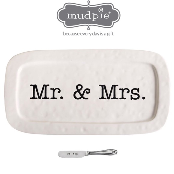 Mud Pie Other - Mud Pie Mr. & Mrs. Wedding Hostess Tray Set